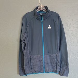 Odlo Running Cold Weather Men's Performance Jacket in Blue and Gray